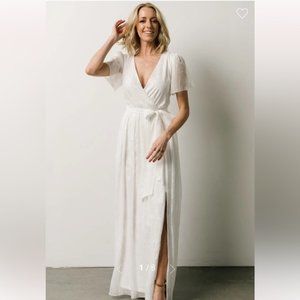 White Baltic Born Faye Burnout Chiffon Maxi Dress